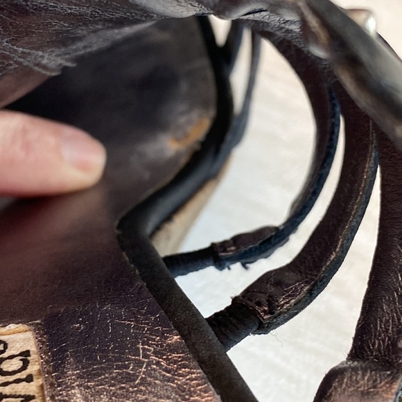 CHARLES DAVID Black Leather Rave Wedges with Silver Studs Sz 8-1/2 B - Picture 12 of 16